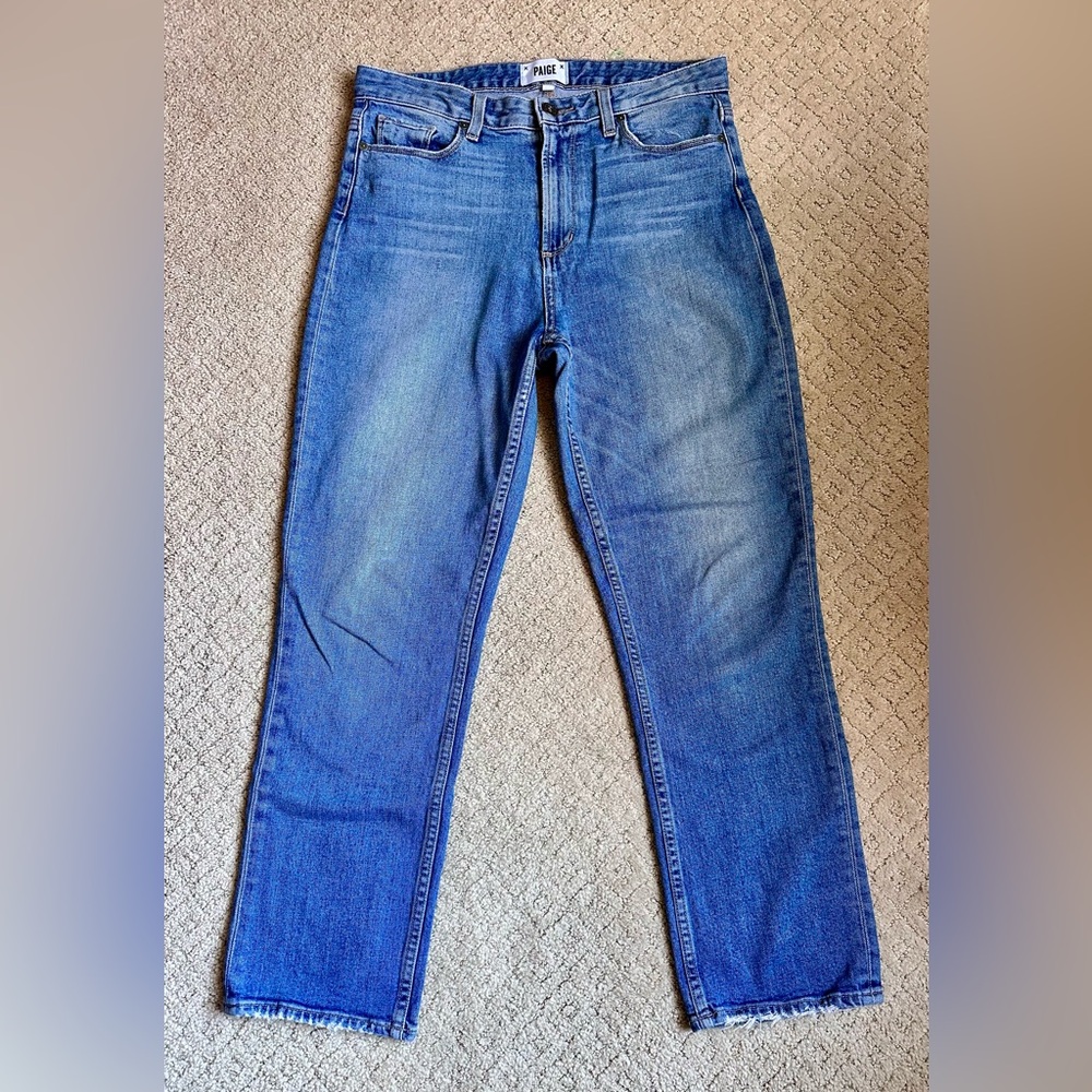 Paige High Rise Sarah Straight Jeans, Size 28